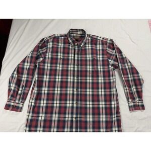 Schmidt Workwear Mens XLT Red‎ Navy Blue Plaid Long Sleeve Button Down Shirt